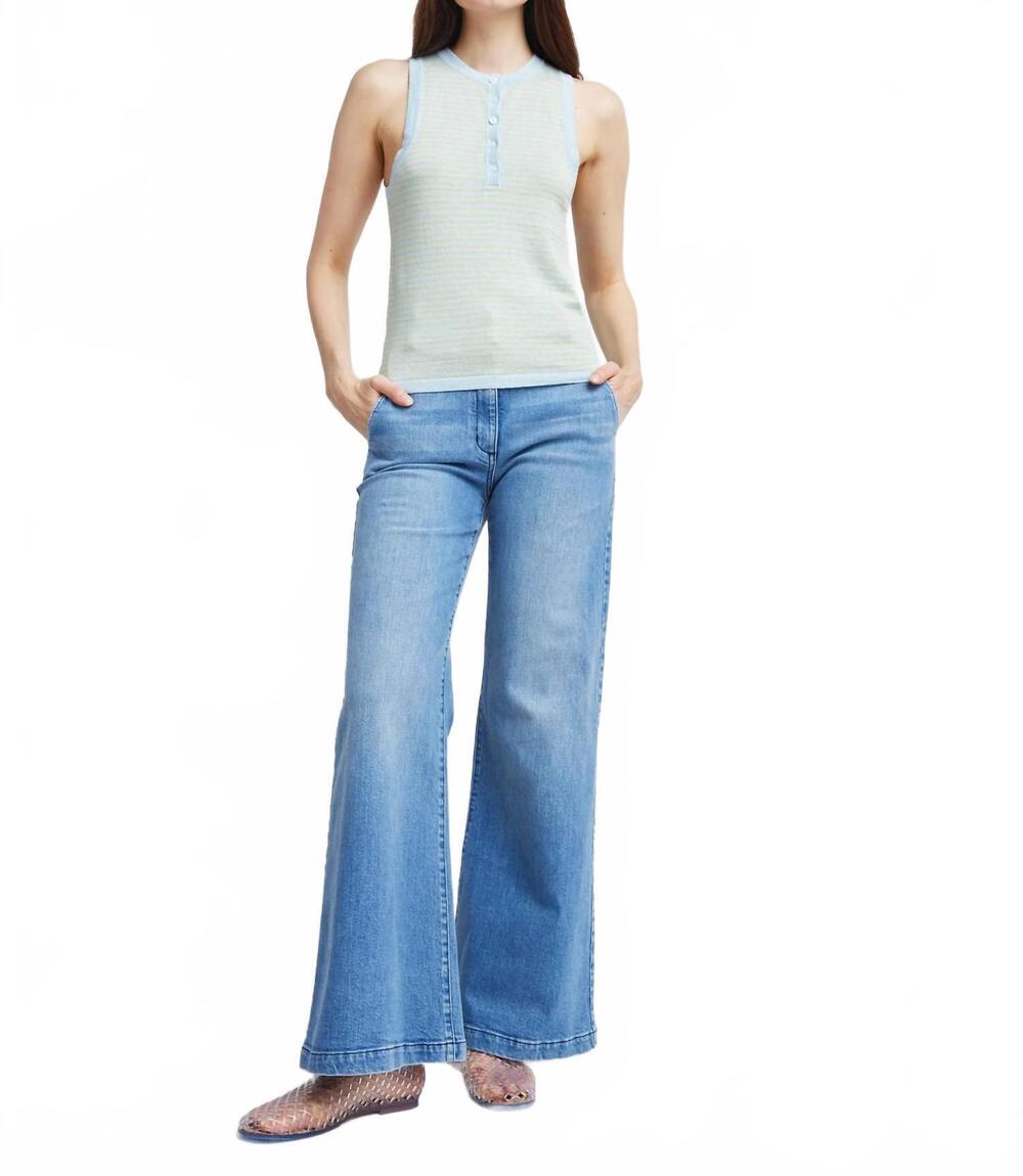 NEW SELF CONTRAST claire henley tank top in sunshine/sky